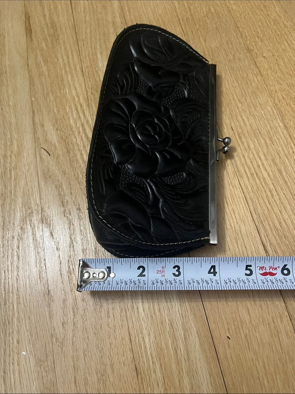 Patricia Nash Floral Embossed Leather Kiss-Lock Clutch 100% Italian Leather
